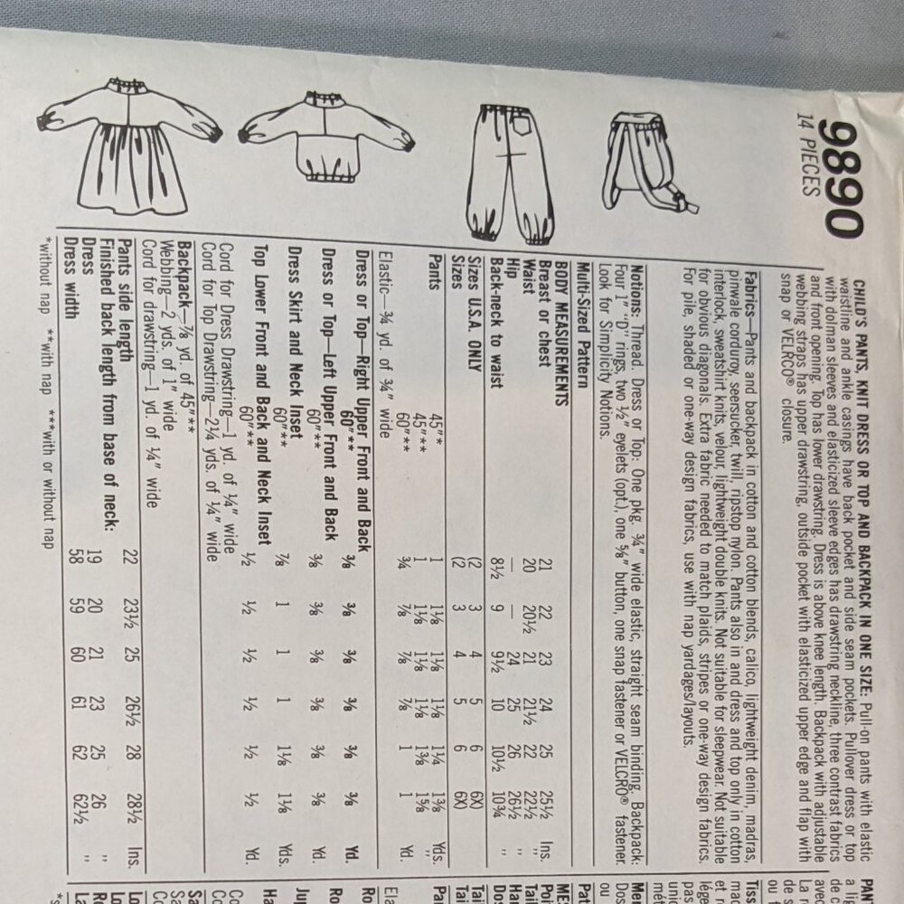 Simplicity pattern 9890 hugs + stitches size A VINTAGE! 1990 NEW/UNCUT! - Picture 6 of 12